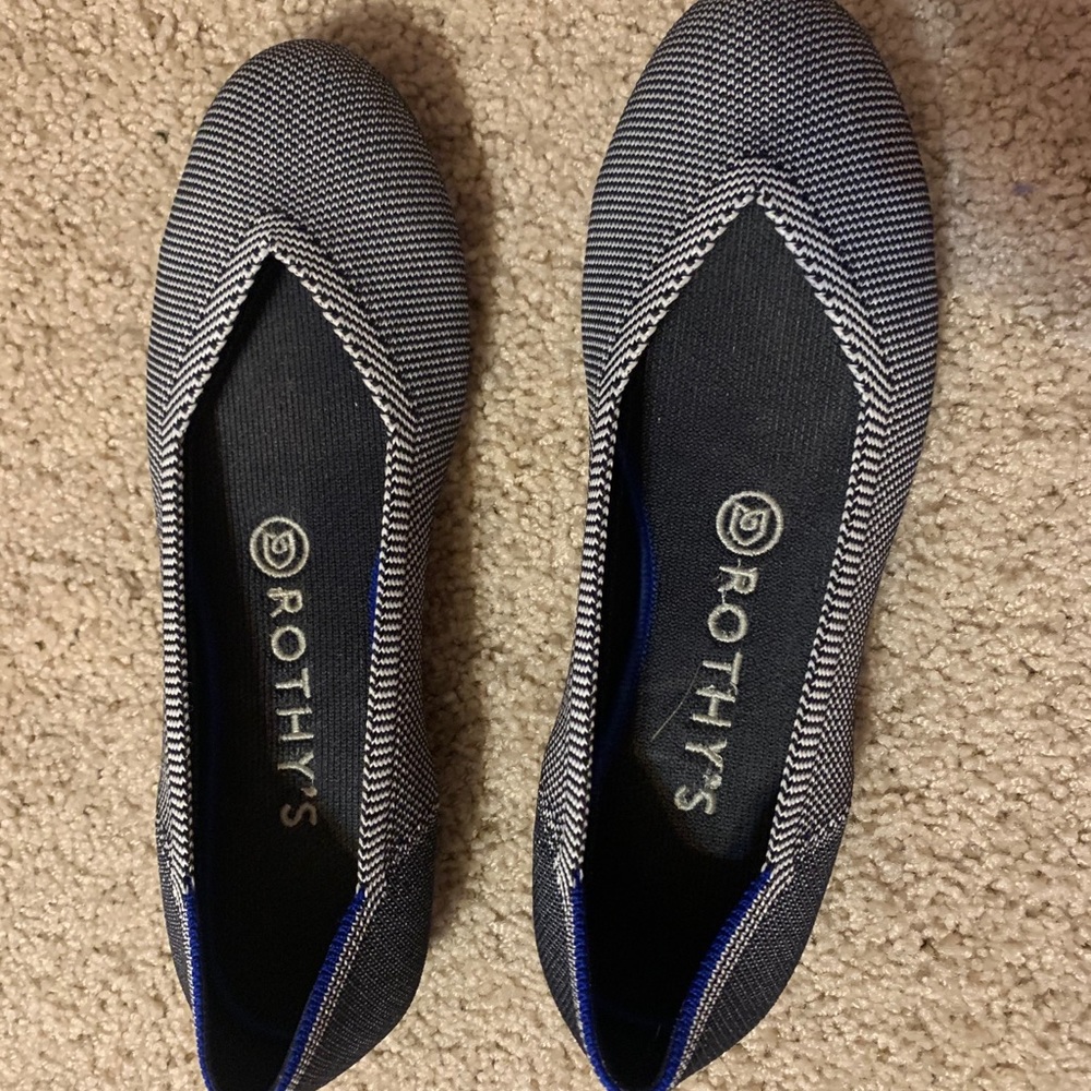 Rothy’s Cloud Grey Birdseye Round Toe Flat Shoes